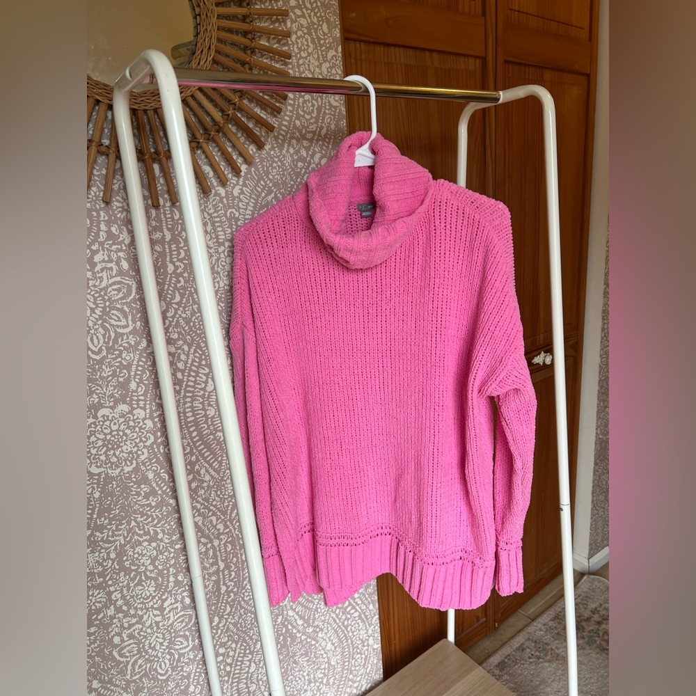 Aerie Pink Chenille Drop-shoulder Turtleneck Sweater